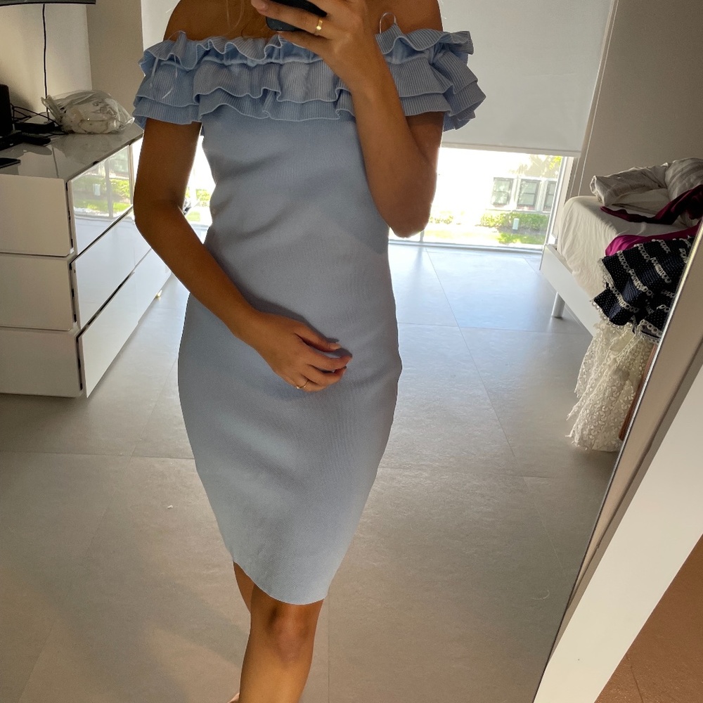 Endless Rose Off the shoulder blue midi dress